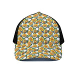 Yellow Watercolor Rose Print Black Mesh Trucker Cap