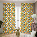 Yellow Watercolor Rose Print Dimout Pencil Pleat Curtains
