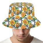 Yellow Watercolor Rose Print Bucket Hat