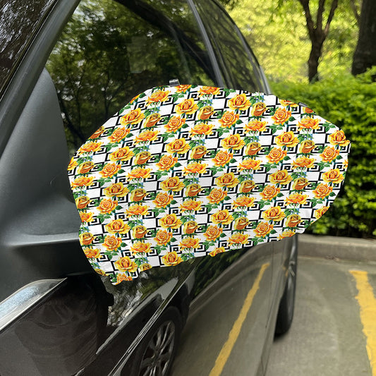 Yellow Watercolor Rose Print Car Side Mirror Covers