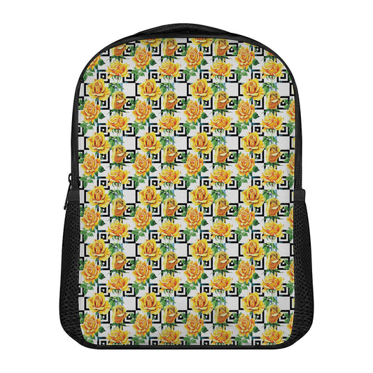 Yellow Watercolor Rose Print Casual Backpack