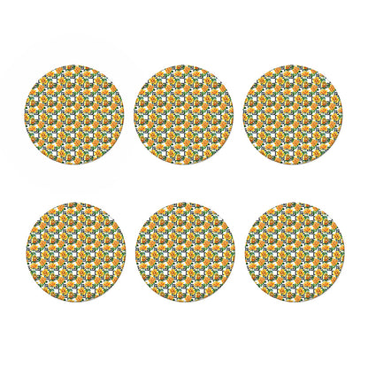 Yellow Watercolor Rose Print Coaster Set
