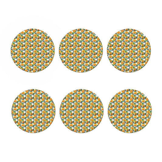 Yellow Watercolor Rose Print Coaster Set