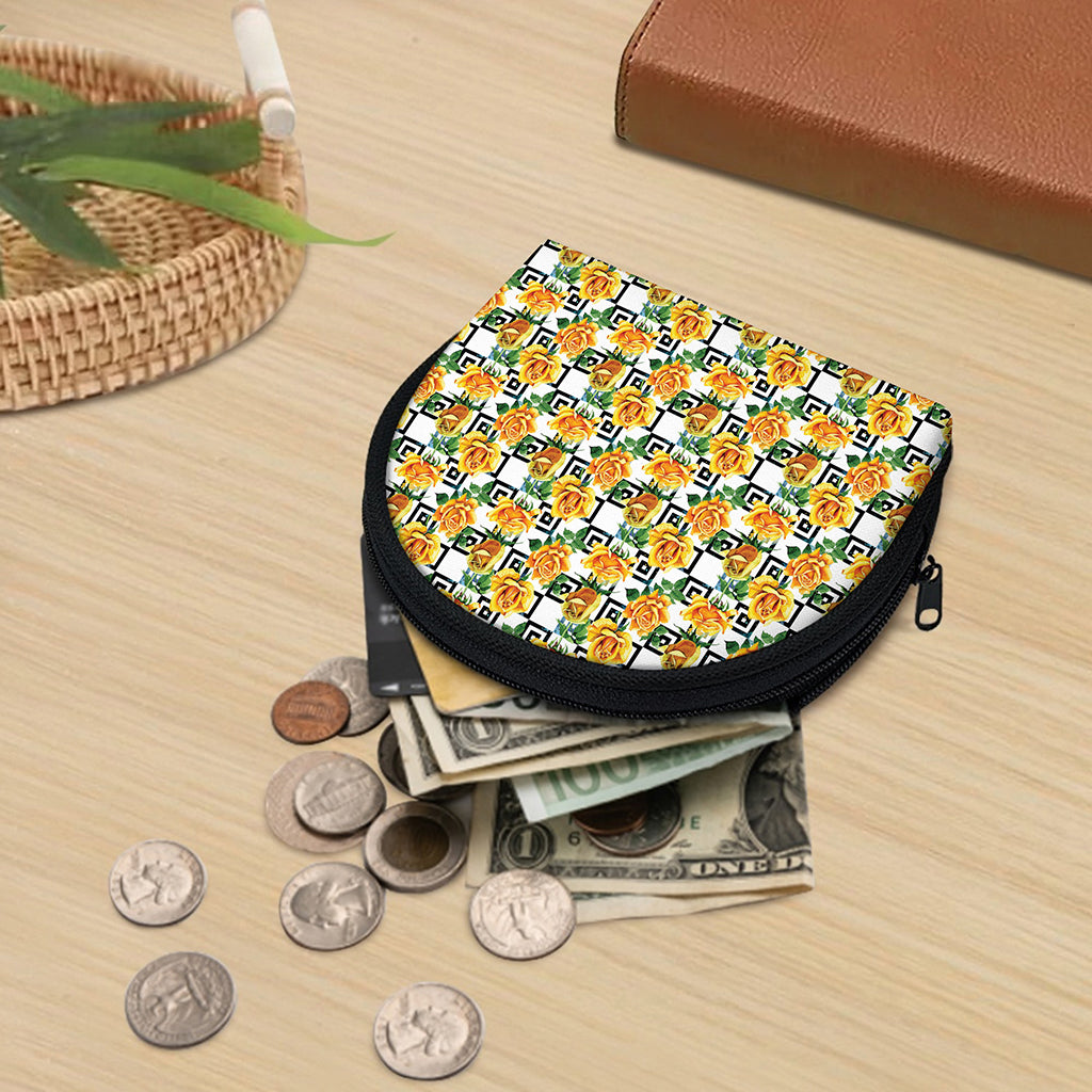 Yellow Watercolor Rose Print Coin Purse