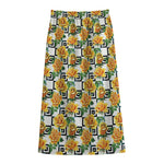 Yellow Watercolor Rose Print Cotton Front Slit Maxi Skirt
