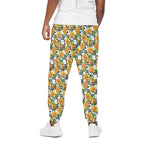 Yellow Watercolor Rose Print Cotton Pants