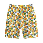 Yellow Watercolor Rose Print Cotton Shorts