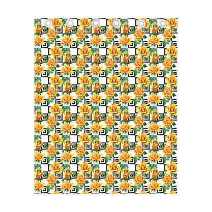 Yellow Watercolor Rose Print Curtain