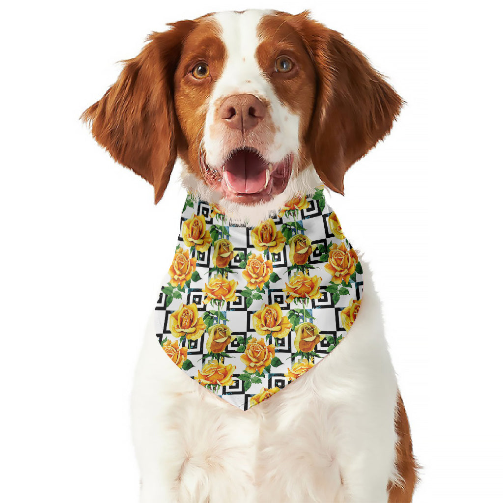 Yellow Watercolor Rose Print Dog Bandana