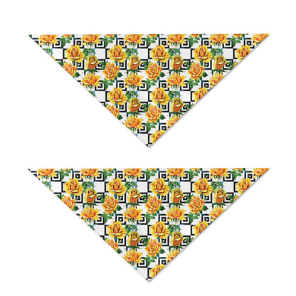 Yellow Watercolor Rose Print Dog Bandana
