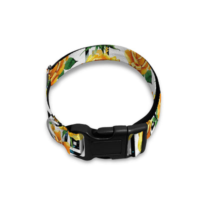 Yellow Watercolor Rose Print Dog Collar