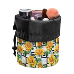 Yellow Watercolor Rose Print Drawstring Makeup Bag