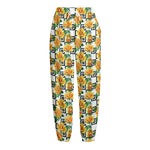 Yellow Watercolor Rose Print Fleece Lined Knit Pants