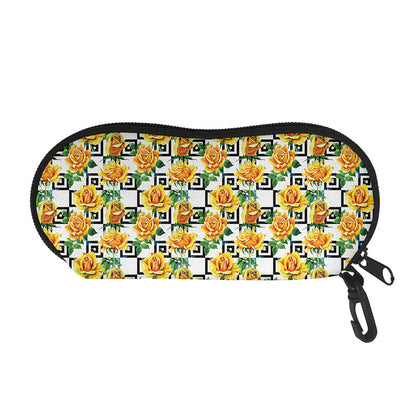 Yellow Watercolor Rose Print Glasses Case
