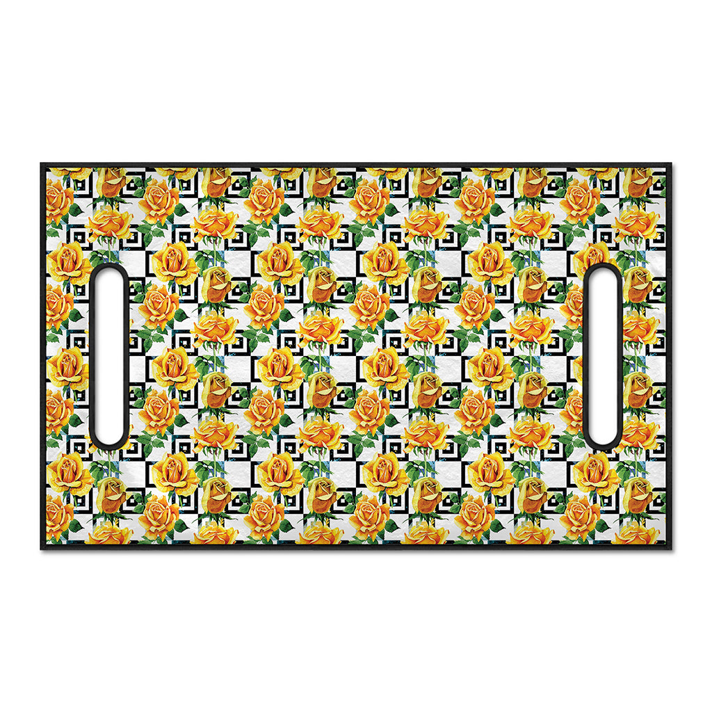 Yellow Watercolor Rose Print Golf Cart Seat Cover