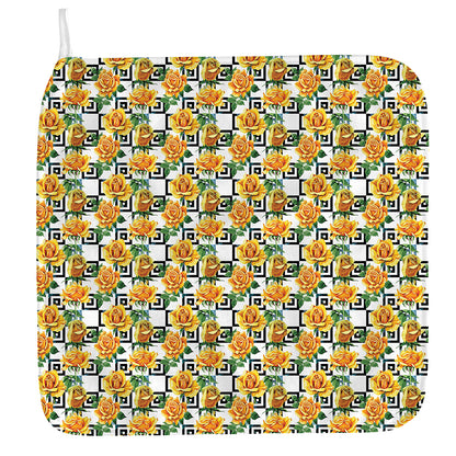 Yellow Watercolor Rose Print Hand Towel