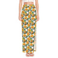 Yellow Watercolor Rose Print High Slit Maxi Skirt