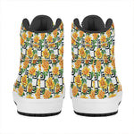 Yellow Watercolor Rose Print High Top Leather Sneakers