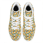 Yellow Watercolor Rose Print High Top Leather Sneakers
