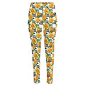 Yellow Watercolor Rose Print High-Waisted Pocket Leggings