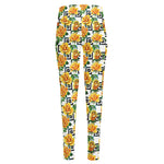 Yellow Watercolor Rose Print High-Waisted Pocket Leggings