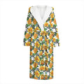 Yellow Watercolor Rose Print Hooded Bathrobe