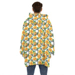 Yellow Watercolor Rose Print Hoodie Blanket
