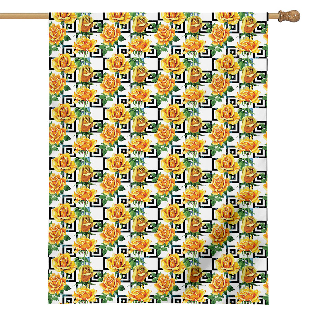 Yellow Watercolor Rose Print House Flag