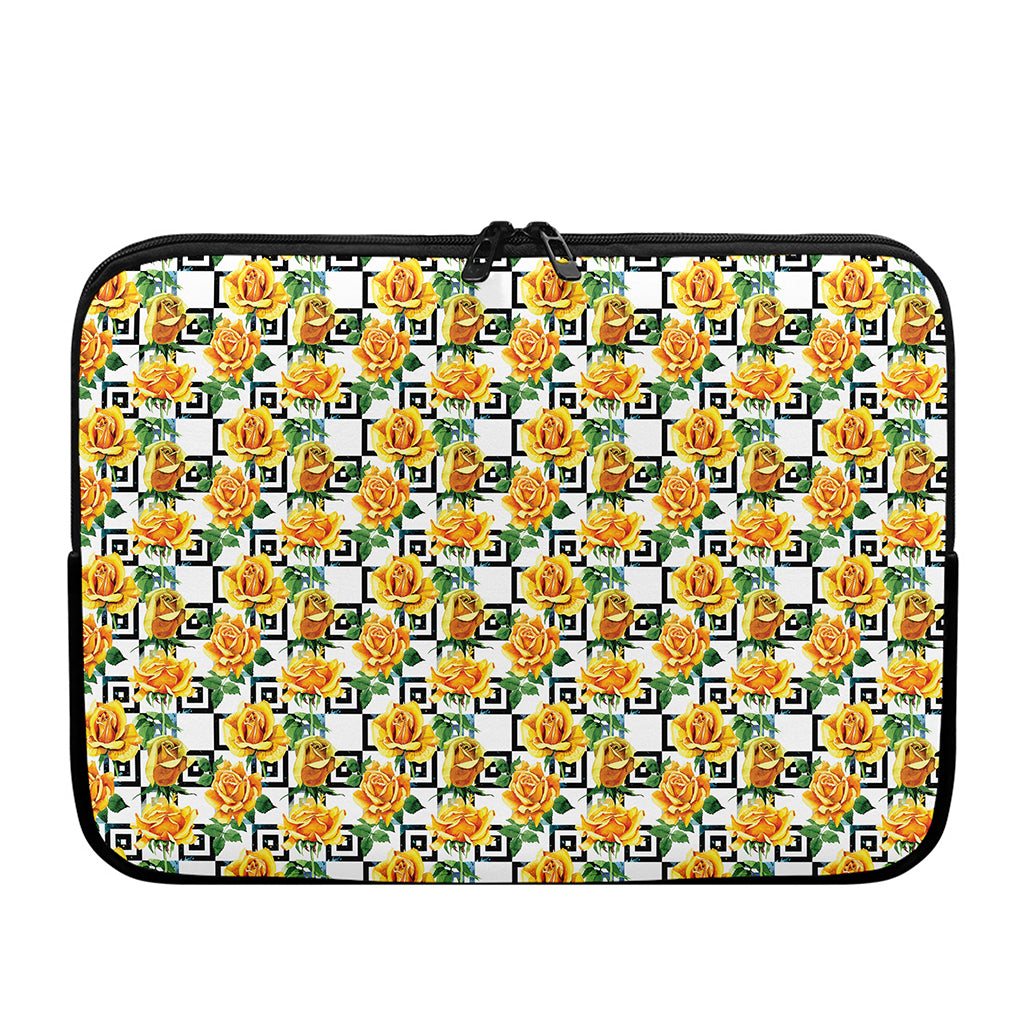 Yellow Watercolor Rose Print Laptop Sleeve