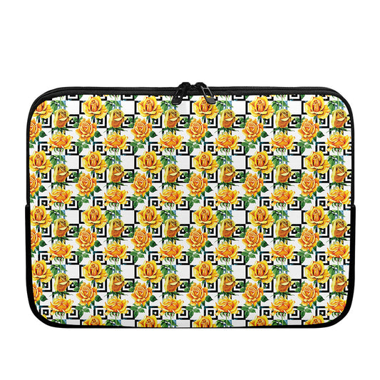 Yellow Watercolor Rose Print Laptop Sleeve