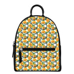 Yellow Watercolor Rose Print Leather Backpack