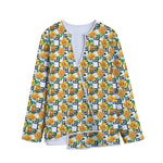 Yellow Watercolor Rose Print Long Sleeve Short Coat
