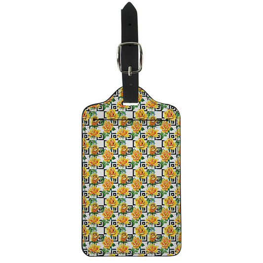 Yellow Watercolor Rose Print Luggage Tag
