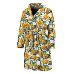 Yellow Watercolor Rose Print Men's Bathrobe