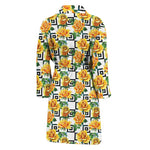 Yellow Watercolor Rose Print Men's Bathrobe