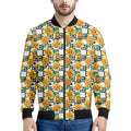 Yellow Watercolor Rose Print Men's Bomber Jacket