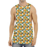 Yellow Watercolor Rose Print Men's Muscle Tank Top