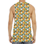 Yellow Watercolor Rose Print Men's Muscle Tank Top