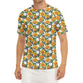 Yellow Watercolor Rose Print Men's Short Sleeve Rash Guard
