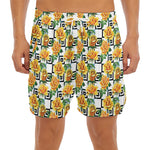 Yellow Watercolor Rose Print Men's Split Running Shorts