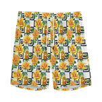 Yellow Watercolor Rose Print Men's Sports Shorts