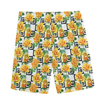 Yellow Watercolor Rose Print Men's Sports Shorts