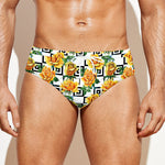 Yellow Watercolor Rose Print Men's Swim Briefs