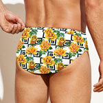 Yellow Watercolor Rose Print Men's Swim Briefs