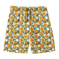 Yellow Watercolor Rose Print Men's Swim Trunks