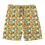 Yellow Watercolor Rose Print Men's Swim Trunks