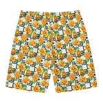 Yellow Watercolor Rose Print Men's Swim Trunks