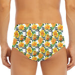 Yellow Watercolor Rose Print Men's Triangle Swim Briefs