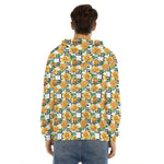 Yellow Watercolor Rose Print Men's Velvet Pullover Hoodie