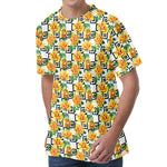 Yellow Watercolor Rose Print Men's Velvet T-Shirt